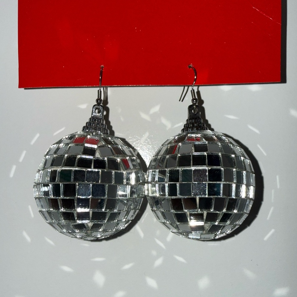 Silver Disco Ball Earrings